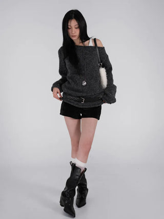 Lor Soft Loose Fit Knit Off-Sweat Sweater