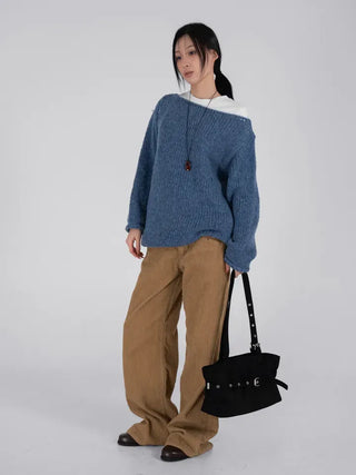 Lor Soft Loose Fit Knit Off-Sweat Sweater