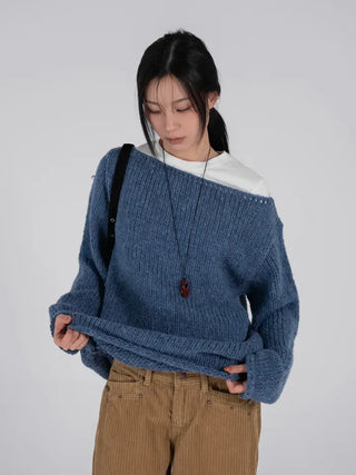 Lor Soft Loose Fit Knit Off-Sweat Sweater