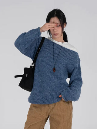 Lor Soft Loose Fit Knit Off-Sweat Sweater
