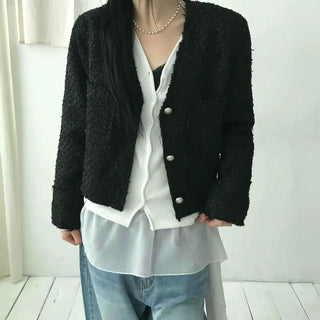 City Collarless Tweed Tailored Jacket