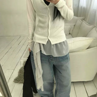 Oversized Straight Jeans with Stitch Detail