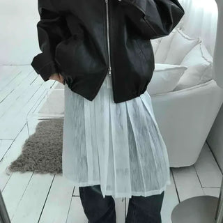 See-through Mesh Organza Layered Pleated Skirt