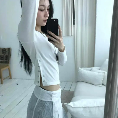 Side Slit Snap Long Sleeve