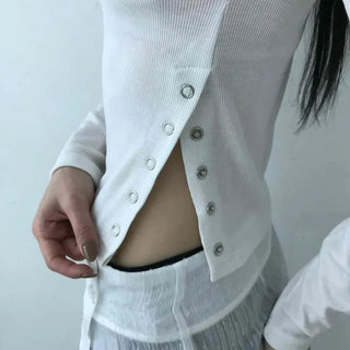 Side Slit Snap Long Sleeve