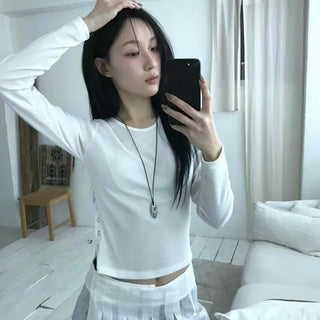Side Slit Snap Long Sleeve