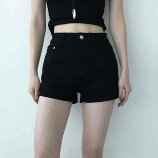 Minimal High-Waisted Button Pocket Hot Pants