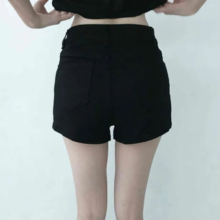 Minimal High-Waisted Button Pocket Hot Pants