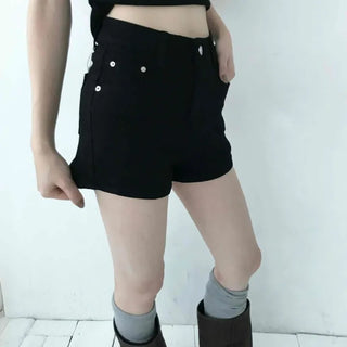 Minimal High-Waisted Button Pocket Hot Pants