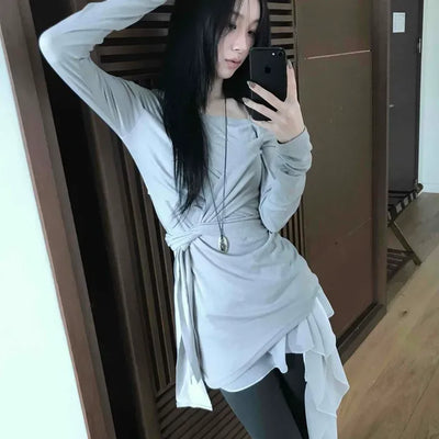 Draping Tide Asymmetrical Long Sleeve T-shirt