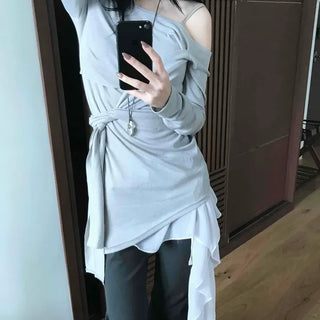 Draping Tide Asymmetrical Long Sleeve T-shirt