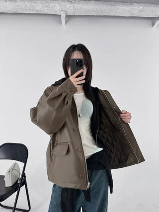 Quilted Version Added⭐️  Deeper Leather Half Jacket Outerwear / Best for Transitional Season