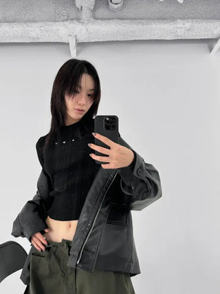 Quilted Version Added⭐️  Deeper Leather Half Jacket Outerwear / Best for Transitional Season