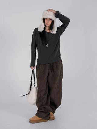Nor Cut-out Wide Fit Fleece Long Pants