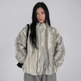 Ob Snow Mix Color Reversible Fur Fleece Jumper