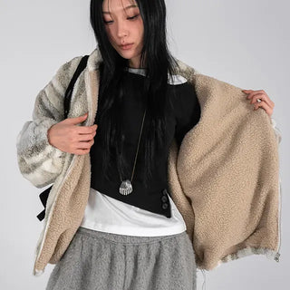 Ob Snow Mix Color Reversible Fur Fleece Jumper