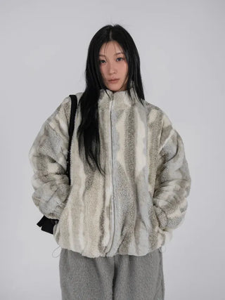Ob Snow Mix Color Reversible Fur Fleece Jumper