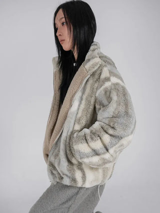 Ob Snow Mix Color Reversible Fur Fleece Jumper