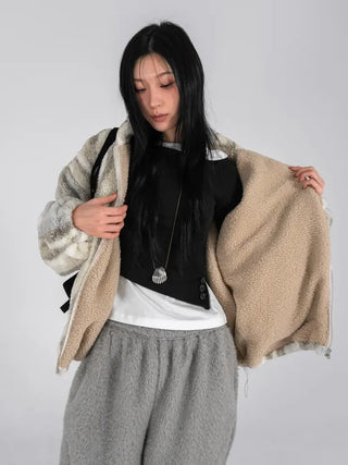 Ob Snow Mix Color Reversible Fur Fleece Jumper