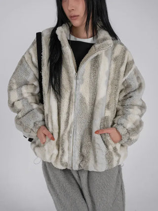 Ob Snow Mix Color Reversible Fur Fleece Jumper
