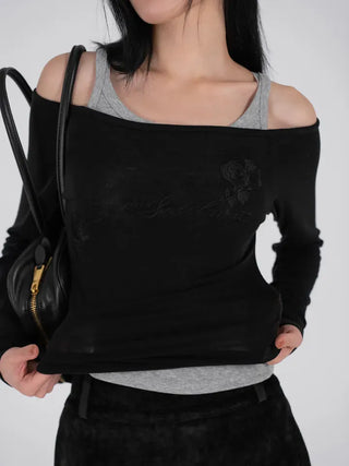 Loen Soulmate Rose Embroidered See-through Long Sleeve T-shirt