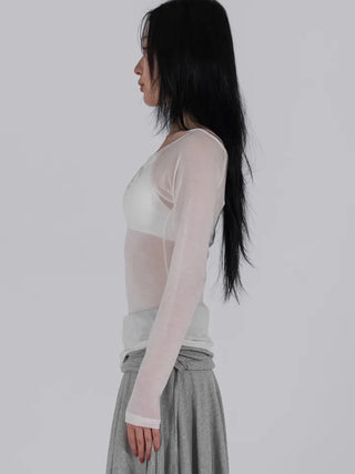 Loen Soulmate Rose Embroidered See-through Long Sleeve T-shirt