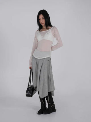 Loen Soulmate Rose Embroidered See-through Long Sleeve T-shirt