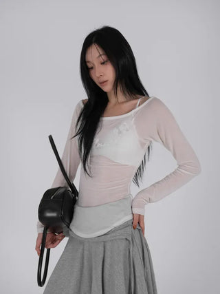 Loen Soulmate Rose Embroidered See-through Long Sleeve T-shirt