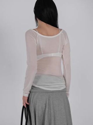 Loen Soulmate Rose Embroidered See-through Long Sleeve T-shirt