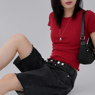 Xenon Round Neck Wavy Short Sleeve Tee