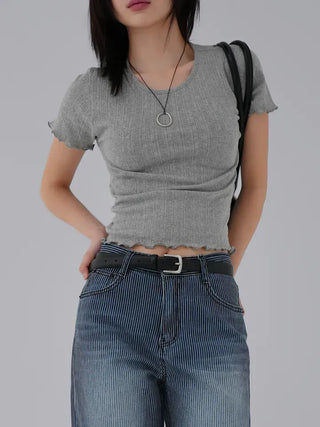 Xenon Round Neck Wavy Short Sleeve Tee