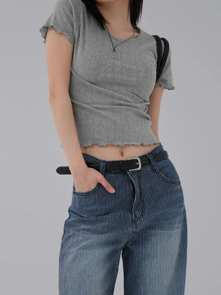 Xenon Round Neck Wavy Short Sleeve Tee