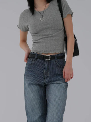 Xenon Round Neck Wavy Short Sleeve Tee