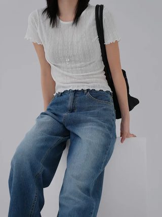 Xenon Round Neck Wavy Short Sleeve Tee