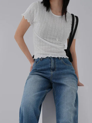 Xenon Round Neck Wavy Short Sleeve Tee