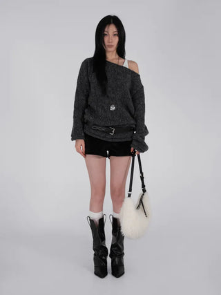 Mar Minimal Elastic Suede Low-Rise Shorts