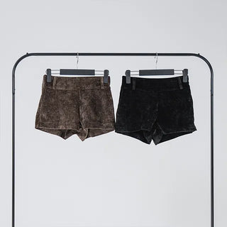 Mar Minimal Elastic Suede Low-Rise Shorts