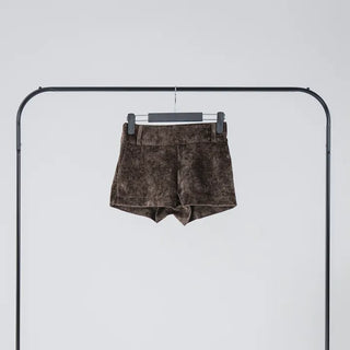 Mar Minimal Elastic Suede Low-Rise Shorts