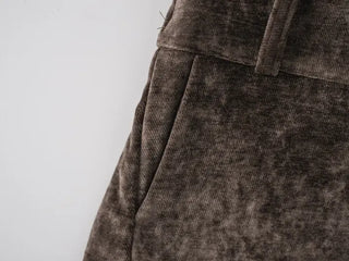 Mar Minimal Elastic Suede Low-Rise Shorts
