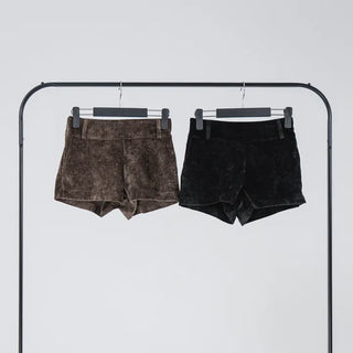 Mar Minimal Elastic Suede Low-Rise Shorts