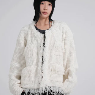 Chiro Vintage Tweed Oversized Cardigan