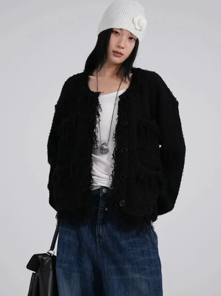 Chiro Vintage Tweed Oversized Cardigan