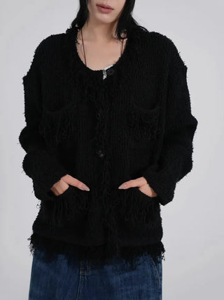 Chiro Vintage Tweed Oversized Cardigan