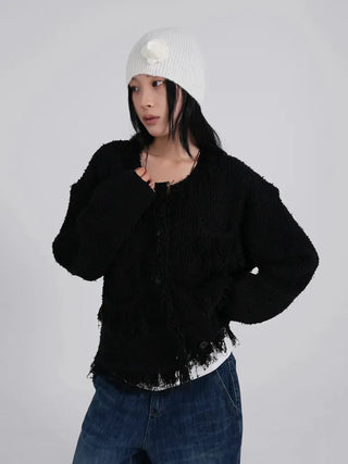 Chiro Vintage Tweed Oversized Cardigan