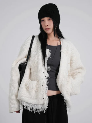 Chiro Vintage Tweed Oversized Cardigan