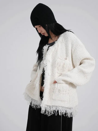 Chiro Vintage Tweed Oversized Cardigan