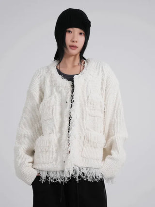 Chiro Vintage Tweed Oversized Cardigan