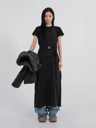 Rope Romantic Knit Halter Layered Dress