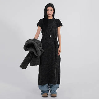 Rope Romantic Knit Halter Layered Dress