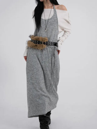Rope Romantic Knit Halter Layered Dress
